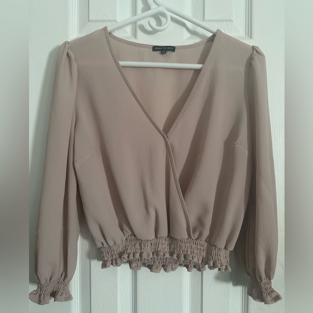 Heart & Hips pink cropped blouse